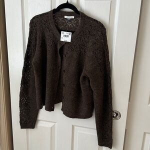 American Eagle Brown Lace Cardigan NWT